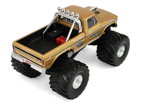 1979 FORD F-250 MONSTER TRUCK "BIGFOOT #1 50TH ANNIVERSARY" GOLD METALLIC "KINGS OF CRUNCH" SERIES 1/43 DIECAST MODEL CAR BY GREENLIGHT