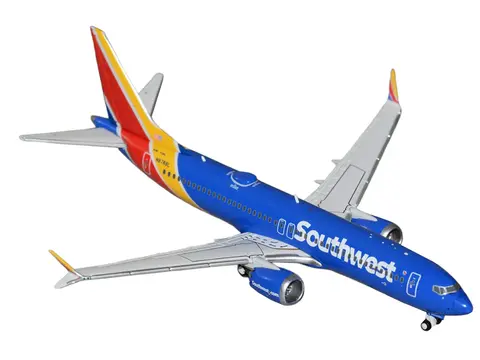BOEING 737 MAX 8 COMMERCIAL AIRCRAFT "SOUTHWEST AIRLINES" (N8788L) BLUE WITH RED AND YELLOW STRIPES 1/400 DIECAST MODEL AIRPLANE BY GEMINIJETS