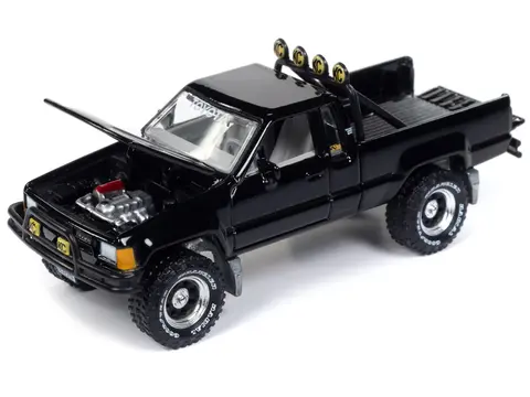 1985 TOYOTA SR5 PICKUP TRUCK BLACK "MYSTERY MATINEE" MOVIE POP CULTURE 2024 RELEASE 1 1/64 DIECAST MODEL CAR BY JOHNNY LIGHTNING
