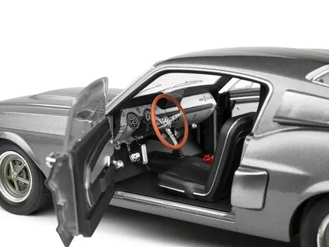 1967 SHELBY GT500 GRAY METALLIC WITH BLACK STRIPES 1/18 DIECAST MODEL CAR BY SOLIDO