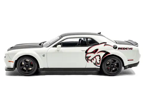 2020 DODGE CHALLENGER SRT HELLCAT REDEYE WIDEBODY WHITE KNUCKLE WITH MATT BLACK HOOD AND TOP 1/43 DIECAST MODEL CAR BY SOLIDO