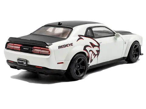 2020 DODGE CHALLENGER SRT HELLCAT REDEYE WIDEBODY WHITE KNUCKLE WITH MATT BLACK HOOD AND TOP 1/43 DIECAST MODEL CAR BY SOLIDO