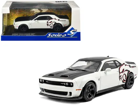 2020 DODGE CHALLENGER SRT HELLCAT REDEYE WIDEBODY WHITE KNUCKLE WITH MATT BLACK HOOD AND TOP 1/43 DIECAST MODEL CAR BY SOLIDO