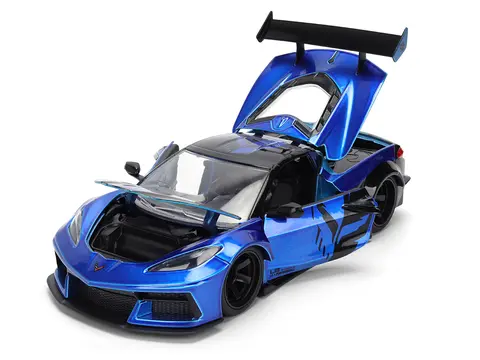 CHEVROLET CORVETTE C8 "LIBERTY WALK" CANDY BLUE AND BLACK "HYPER-SPEC" SERIES 1/24 DIECAST MODEL CAR BY JADA