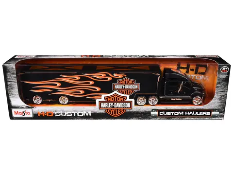 HARLEY DAVIDSON CUSTOM HAULER TRAILER BLACK "CUSTOM HAULERS" SERIES 1/64 DIECAST MODEL BY MAISTO