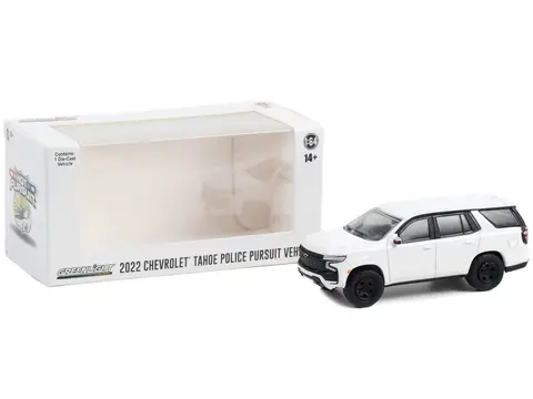 2022 CHEVROLET TAHOE POLICE PURSUIT VEHICLE (PPV) WHITE "HOT PURSUIT" "HOBBY EXCLUSIVE" SERIES 1/64 DIECAST MODEL CAR BY GREENLIGHT