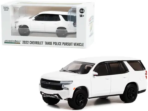 2022 CHEVROLET TAHOE POLICE PURSUIT VEHICLE (PPV) WHITE "HOT PURSUIT" "HOBBY EXCLUSIVE" SERIES 1/64 DIECAST MODEL CAR BY GREENLIGHT