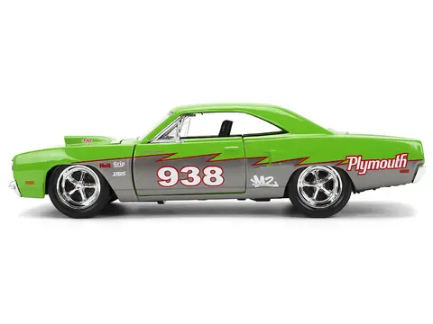 1970 PLYMOUTH ROAD RUNNER #938 GREEN AND GRAY METALLIC "BIGTIME MUSCLE" SERIES 1/24 DIECAST MODEL CAR BY JADA