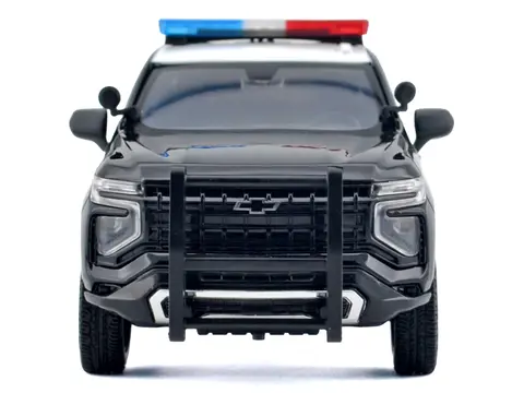 2025 CHEVROLET TAHOE PPV "CHP (CALIFORNIA HIGHWAY PATROL)" BLACK AND WHITE WITH FLASHING LIGHT BAR AND FRONT AND REAR LIGHTS AND SOUNDS 1/24 DIECAST MODEL CAR BY MOTORMAX
