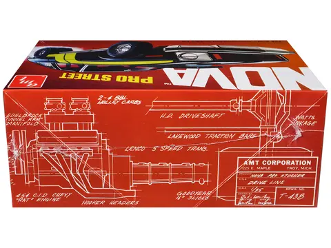 SKILL 2 MODEL KIT CHEVROLET NOVA PRO STREET 1/25 SCALE MODEL BY AMT