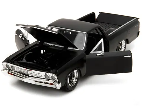 1967 CHEVROLET EL CAMINO MATT BLACK "FAST & FURIOUS" SERIES 1/24 DIECAST MODEL CAR BY JADA