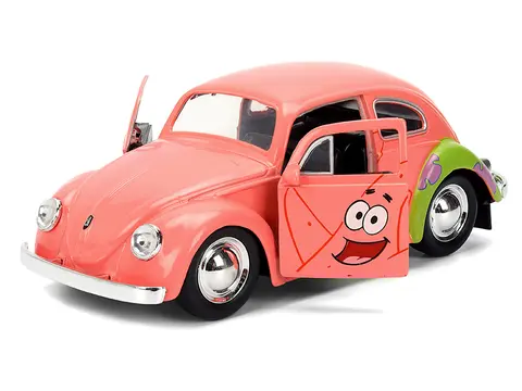 1959 VOLKSWAGEN BEETLE "PATRICK STAR" LIVERY PINK "SPONGEBOB SQUAREPANTS" (1999-CURRENT) TV SERIES "HOLLYWOOD RIDES" SERIES 1/32 DIECAST MODEL CAR BY JADA