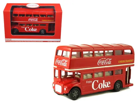 1960 ROUTEMASTER LONDON DOUBLE DECKER BUS RED "COCA-COLA" 1/64 DIECAST MODEL BY MOTORCITY CLASSICS