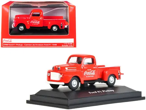 1948 FORD F1 PICKUP TRUCK "COCA-COLA" RED 1/72 DIECAST MODEL CAR BY MOTORCITY CLASSICS