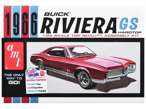 SKILL 2 MODEL KIT 1966 BUICK RIVIERA GS 1/25 SCALE MODEL BY AMT