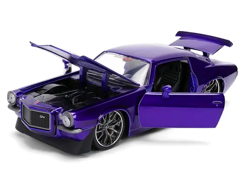 1971 CHEVROLET CAMARO Z/28 PURPLE METALLIC WITH BLACK HOOD "BIGTIME MUSCLE" SERIES 1/24 DIECAST MODEL CAR BY JADA