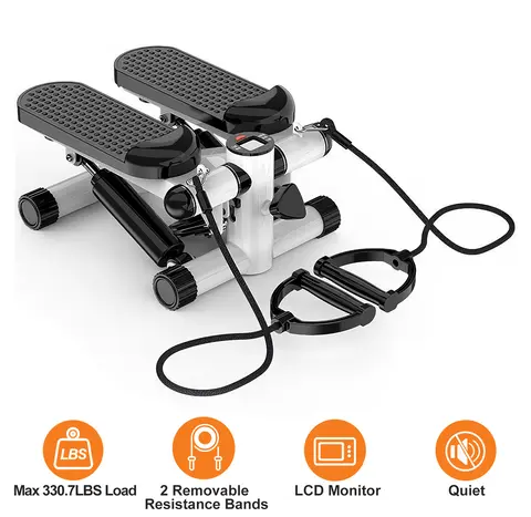 STEPPER FOR EXERCISE MINI FITNESS STEPPER WITH 2 RESISTANCE BANDS LCD MONITOR MAX 330.7LBS LOAD STAIR STEPPER QUIET STEPPER