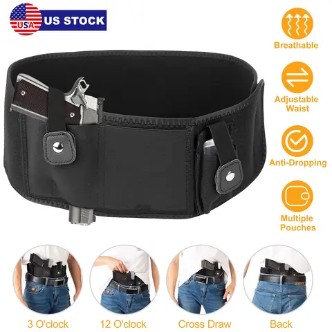 BELLY BAND GUN HOLSTER ADJUSTABLE WAIST CARRY TACTICAL PISTOL POUCH BREATHABLE NEOPRENE GUN BELT BAG