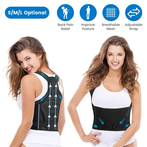 POSTURE CORRECTOR FOR WOMEN MEN ADJUSTABLE BACK BRACE POSTURE TRAINER IMPROVE HUNCHBACK SLOUCHING KYPHOSIS CORRECTION INVISIBLE UNDER CLOTHES UPPER BA