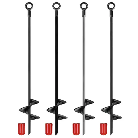 4 PACK HEAVY DUTY GROUND AUGER STAKES 2.76IN WIDE SPIRAL DRILL BITS SOIL HOLE DIGGING DRILL SHAFT FARM VEGETABLE FLOWER PLANTING EARTH PLANTER DIGGER