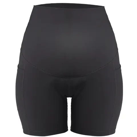 WOMEN MATERNITY SHORTS SEAMLESS PREGNANCY UNDERWEAR SHAPEWEAR FITNESS YOGA RUNNING SHORTS HIGH WAIST OVER THE BELLY PANTS WITH TWO SIDE POCKETS
