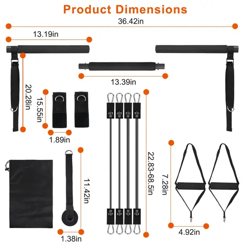 PILATES BAR KIT WITH 100LBS RESISTANCE BANDS MULTIFUNCTIONAL PILATES YOGA TONING BAR FULL BODY EXERCISE EQUIPMENT SET FOR BEGINNERS INTERMEDIATES PROF