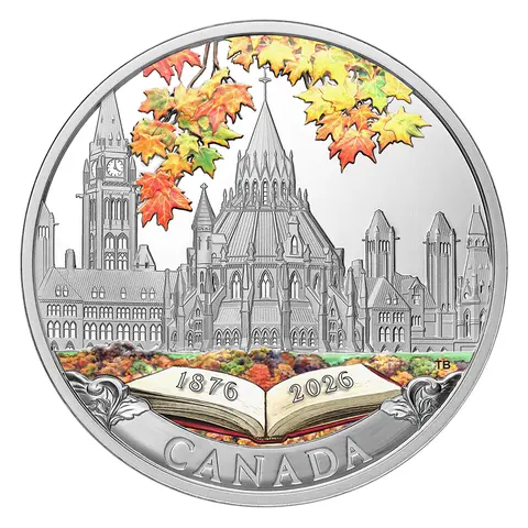 150TH ANNIVERSARY OF THE LIBRARY OF PARLIAMENT – 1 OZ. FINE SILVER COIN