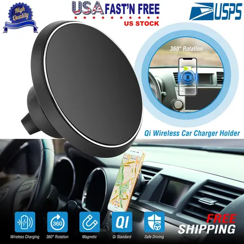 QI WIRELESS CAR CHARGER MAGNETIC CAR PHONE CHARGER 5W CHARGING PAD AIR VENT PHONE MOUNT HOLDER FOR IPHONE XS MAX XR GALAXY S10 S9 TABLET GPS DEVICE