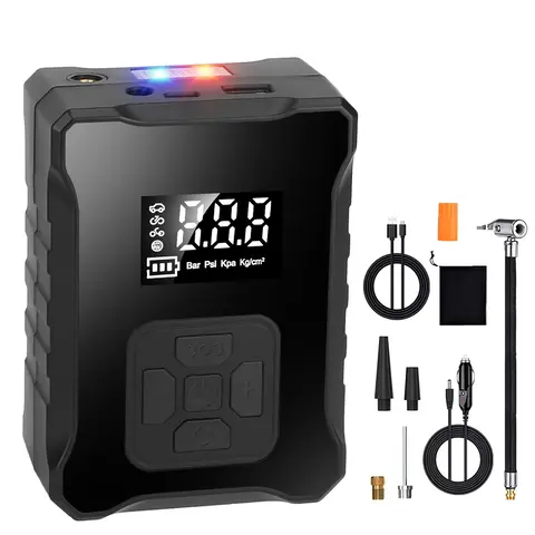 150PSI CORDLESS TIRE INFLATOR WITH CAR CHARGER DIGITAL AIR COMPRESSOR WITH LED LIGHT EMERGENCY POWER BANK FOR CARS MOTORCYCLES BICYCLES BALLS