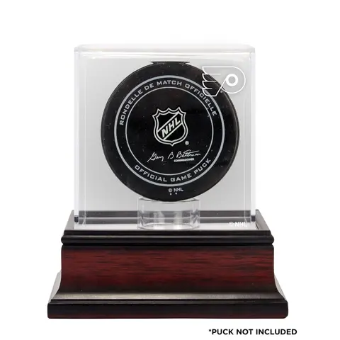 PHILADELPHIA FLYERS MAHOGANY HOCKEY PUCK LOGO DISPLAY CASE
