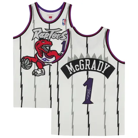 TRACY MCGRADY WHITE TORONTO RAPTORS AUTOGRAPHED MITCHELL & NESS 1998 AUTHENTIC JERSEY