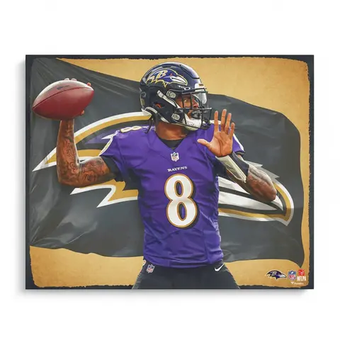 LAMAR JACKSON BALTIMORE RAVENS UNSIGNED 16" X 20" PHOTO PRINT - DESIGNED BY ARTIST BRIAN KONNICK