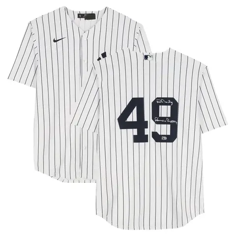 RON GUIDRY NEW YORK YANKEES AUTOGRAPHED WHITE NIKE REPLICA JERSEY WITH "LOUISIANA LIGHTNING" INSCRIPTION