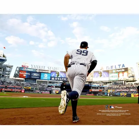 AARON JUDGE NEW YORK YANKEES UNSIGNED TAKING THE FIELD VS. TORONTO BLUE JAYS PHOTOGRAPH