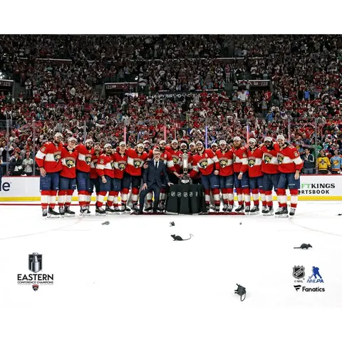 FLORIDA PANTHERS UNSIGNED 2023 EASTERN CONFERENCE CHAMPIONS TEAM CELEBRATION PHOTOGRAPH