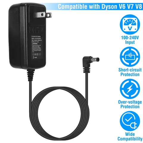 BATTERY CHARGER COMPATIBLE WITH DYSON CORDLESS VACUUM V6 V7 V8 DC58 DC59 DC61 DC62 SV03 SV04 SV05 SV06 ABSOLUTE ANIMAL FLUFFY MOTORHEAD VACUUM POWER S