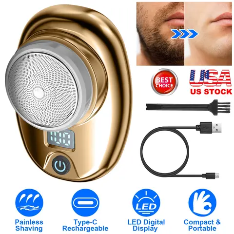 PORTABLE ELECTRIC SHAVER WITH LED DIGITAL DISPLAY TYPE-C RECHARGEABLE ELECTRIC RAZOR FOR MEN ELECTRIC BEARD TRIMMER FOR HOME OFFICE TRAVEL CAR