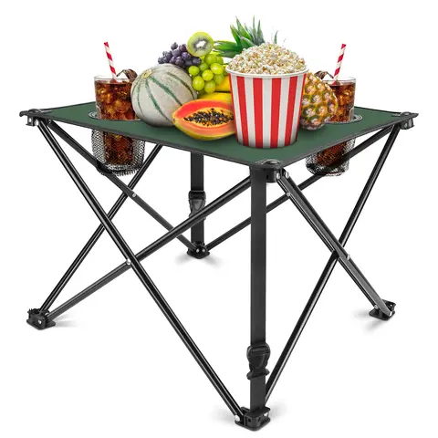 1PC FOLDABLE CAMPING TABLE PORTABLE PICNIC TABLE LIGHTWEIGHT TRAVEL DESK WITH 2 CUP HOLDERS CARRYING BAG