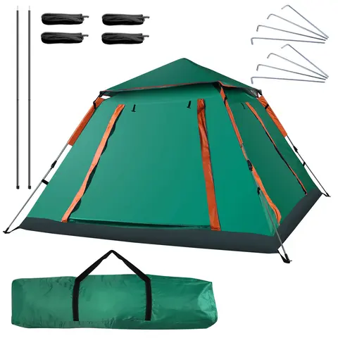 4-5 PERSON CAMPING TENT OUTDOOR FOLDABLE WATERPROOF TENT WITH 2 MOSQUITO NETS WINDOWS CARRYING BAG FOR HIKING CLIMBING ADVENTURE FISHING