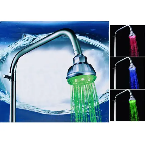7 COLORS CHANGING LED BATHROOM SHOWERHEAD WATER PRESSURE SENSOR