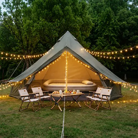 9.8FT OXFORD BELL TENT FOR FAMILY CAMPING SPACIOUS YURT TENT WITH STOVE JACK, 4 SEASON GLAMPING SHELTER, WATERPROOF OXFORD HOT TENT FOR 3-4 PEOPLE