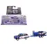 1986 CHEVROLET K5 BLAZER BLUE AND WHITE AND 1969 CHEVROLET CAMARO #5 BLUE AND WHITE "KYLE LARSON - HENDRICK MOTORSPORTS" WITH TANDEM CAR TRAILER "RACING HITCH & TOW" SERIES 6 1/64 DIECAST MODEL CARS BY GREENLIGHT