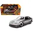 1989 FORD MUSTANG GT SILVER METALLIC AND GRAY WITH BLACK AND RED STRIPES "AUTOWORKS" SERIES 1/24 DIECAST CAR MODEL BY JADA