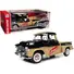 1957 CHEVROLET 3100 STEPSIDE PICKUP TRUCK BLACK AND TAN WITH GRAPHICS "LEINENKUGLE'S BEER THE PRIDE OF CHIPPEWA FALLS" 1/18 DIECAST MODEL BY AUTO WORLD