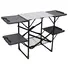 FOLDING CAMPING KITCHEN TABLE, PORTABLE OUTDOOR COOKING STATION WITH HEAT RESISTANT TOP, 4 SIDE TABLES & LOWER STORAGE RACK FOR PICNIC, TAILGATING & C